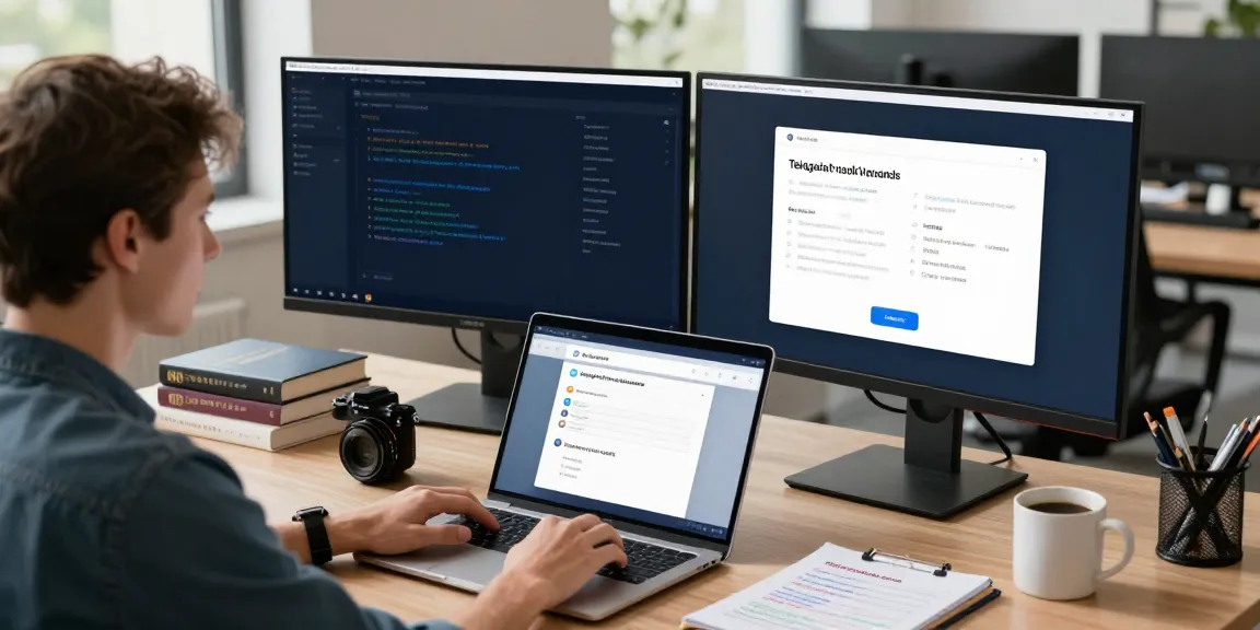 Setting up the Telegram Chinese Version on a laptop in a modern office environment.