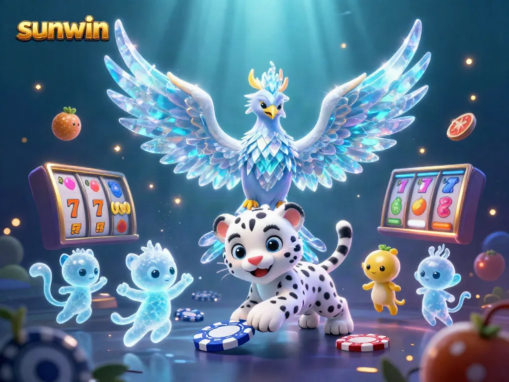 Experience exhilarating wins with sunwin in this vibrant 3D casino scene featuring rich game elements.
